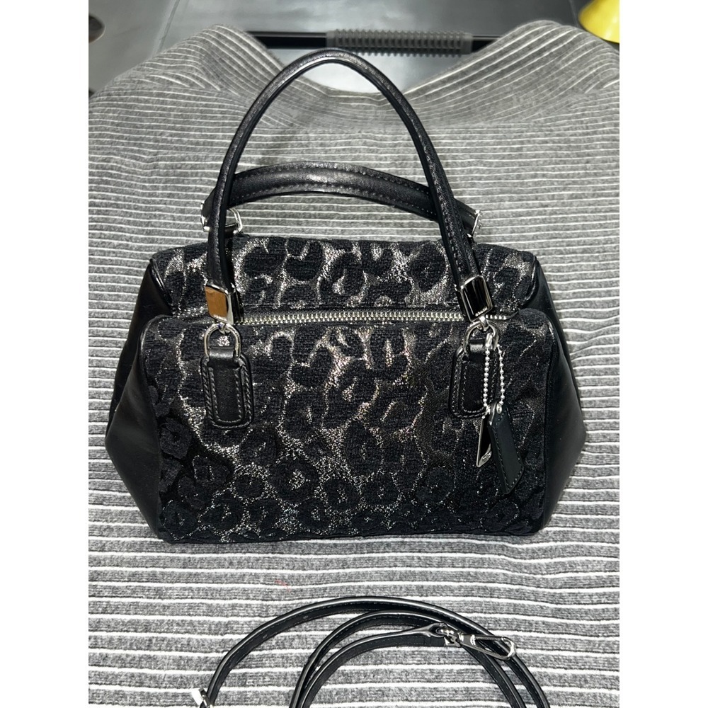 Coach Madison Ocelot Chenille Mini Satchel Women Small Black Excellent
